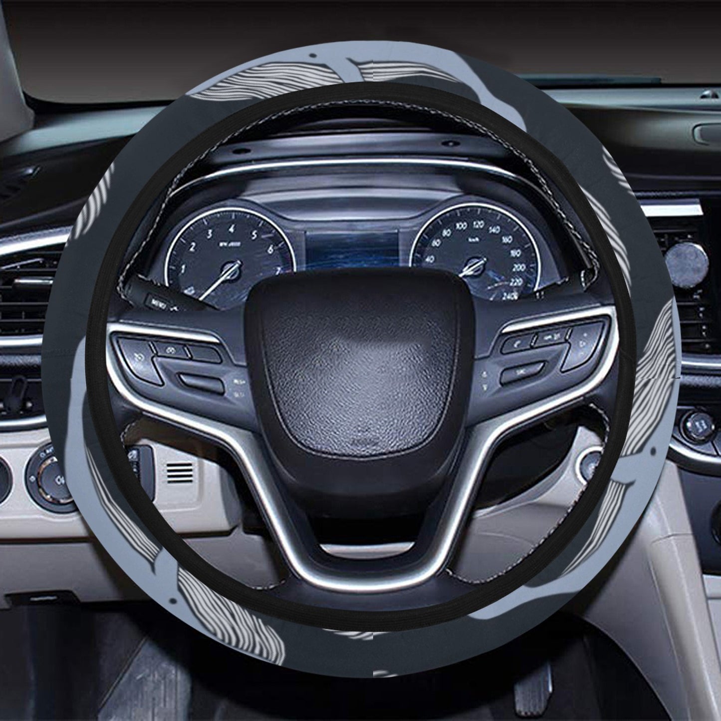 Whale Print Design LKS301 Steering Wheel Cover with Elastic Edge