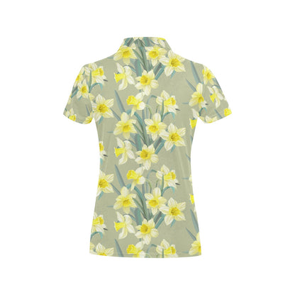 Daffodils Pattern Print Design DF01 Women's Polo Shirt