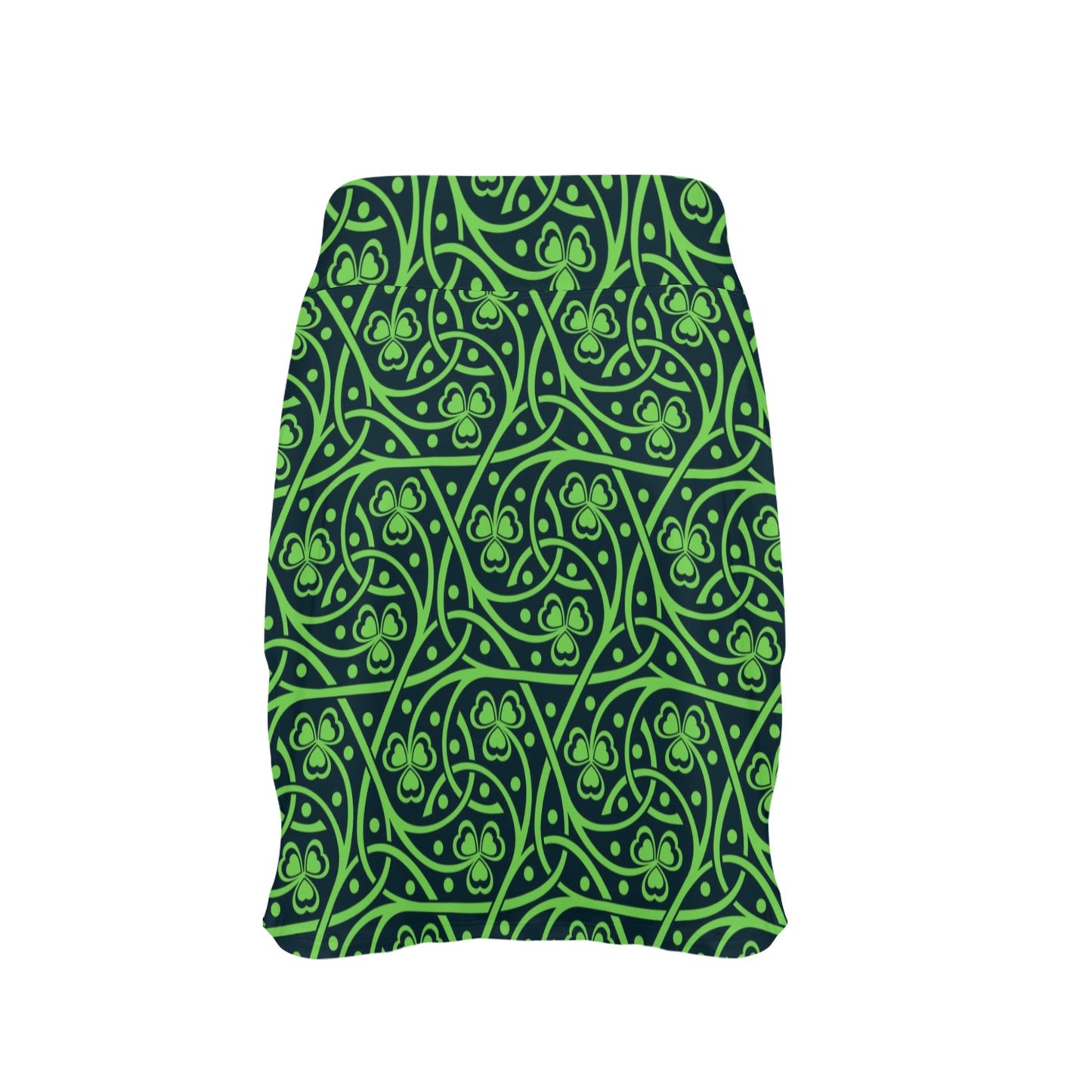 Shamrock Themed Print Women's Golf Skirt with Pocket