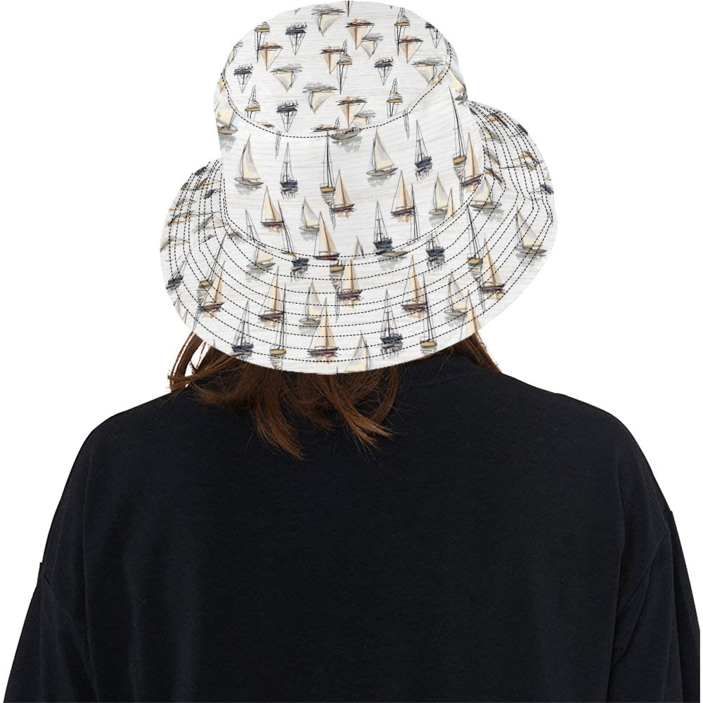 Sailboat Paint Pattern Print Design LKS307 Unisex Bucket Hat