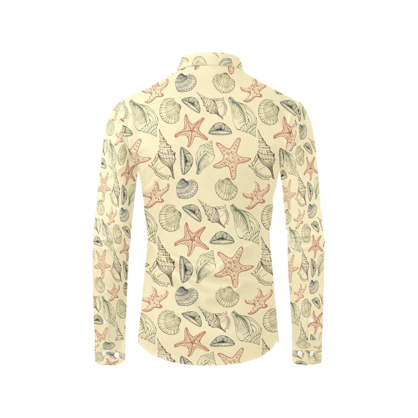 Seashell Print Design LKS305 Men's Long Sleeve Dress Shirt