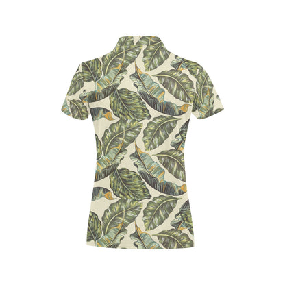Banana Leaf Pattern Print Design BL08 Women's Polo Shirt