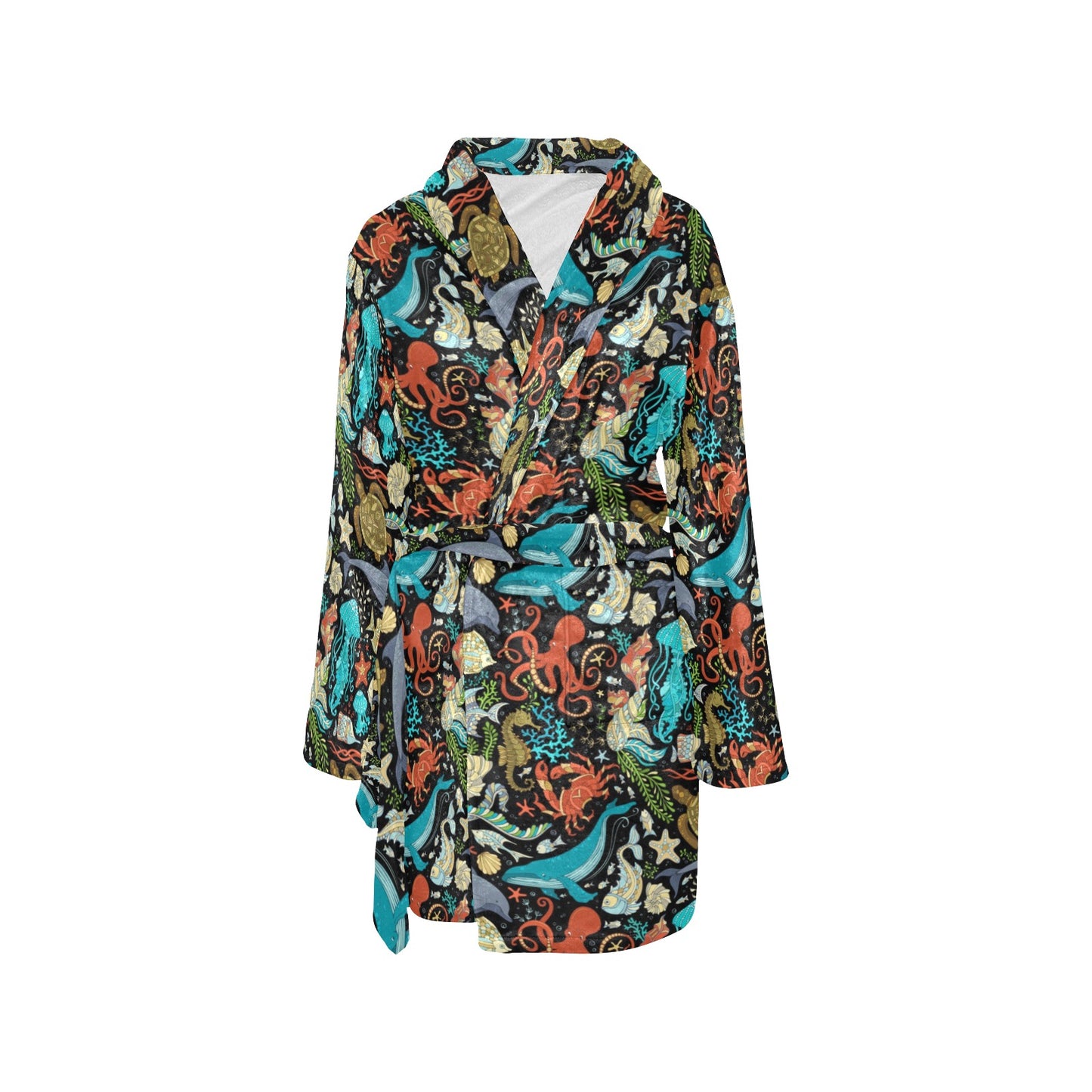 Underwater Animal Print Design LKS301 Women's Fleece Robe