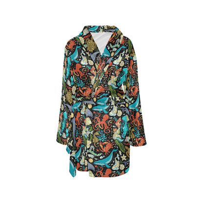 Underwater Animal Print Design LKS301 Women's Fleece Robe