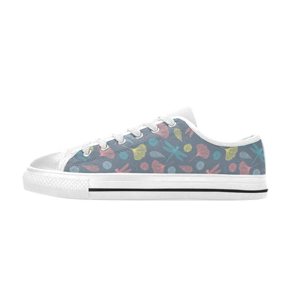 Dragonfly Print Design LKS403 Women's White Low Top Shoes