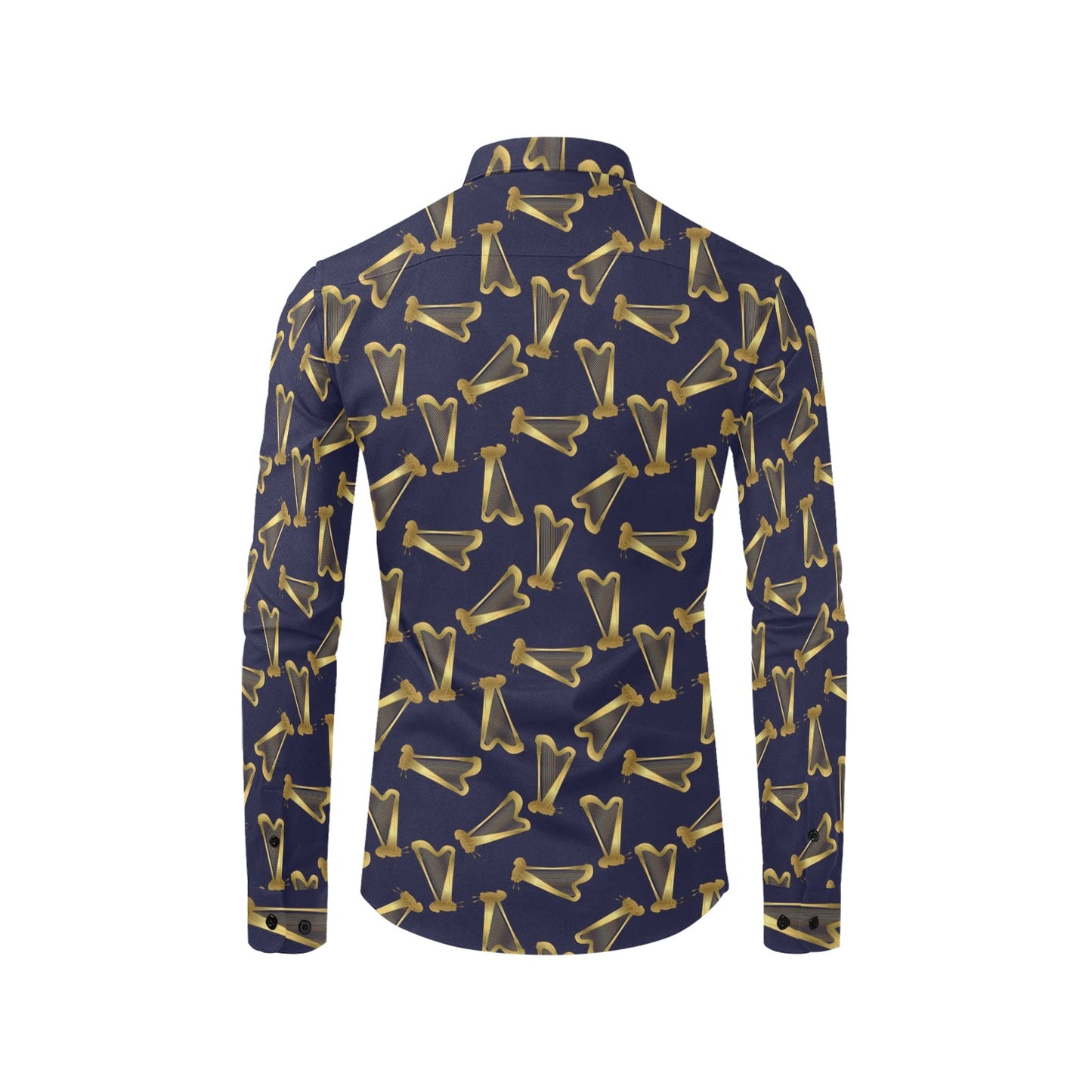Harp Print Design LKS401 Men's Long Sleeve Dress Shirt