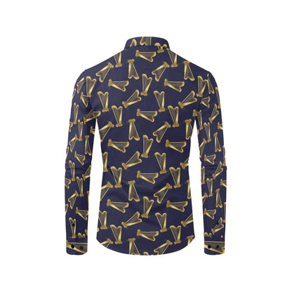 Harp Print Design LKS401 Men's Long Sleeve Dress Shirt