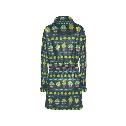 Cactus Pattern Print Design 07 Women's Fleece Robe