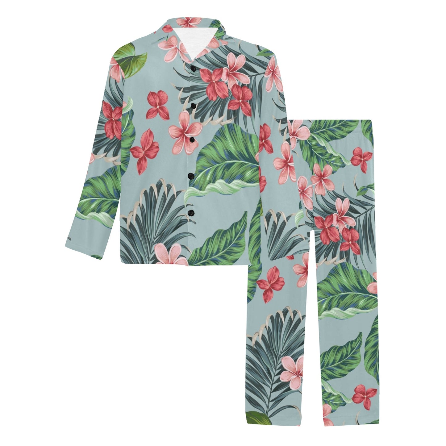 Plumeria Pattern Print Design PM027 Men's Long Pajama Set