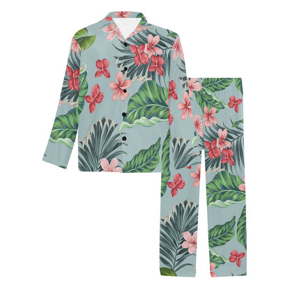 Plumeria Pattern Print Design PM027 Men's Long Pajama Set