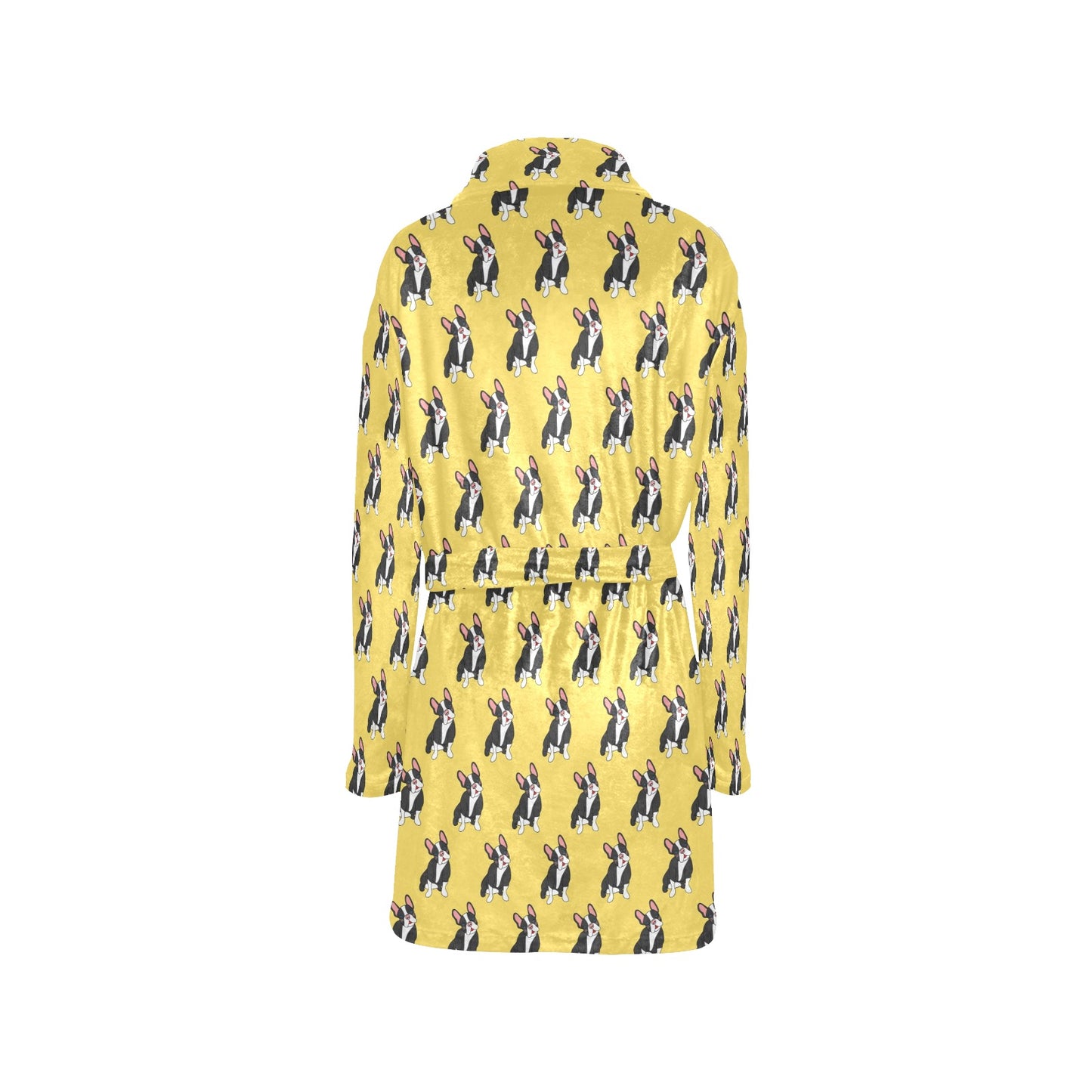 Boston Terrier Pattern Print Design 06 Women's Fleece Robe