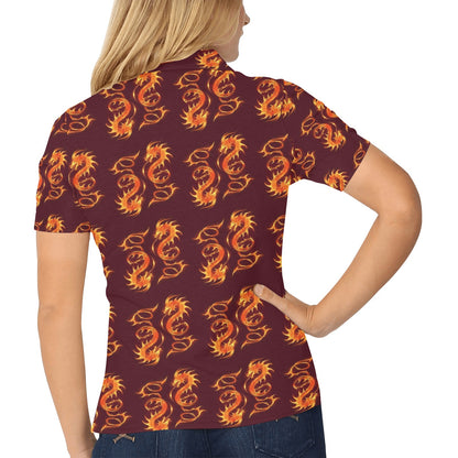 Dragons Fire Design Women's Polo Shirt