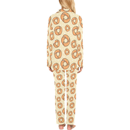Bagel Pattern Print Design 03 Women's Long Pajama Set