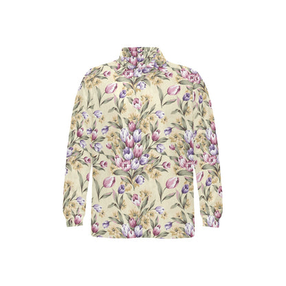 Tulip Pattern Print Design TP04 Long Sleeve Polo Shirt For Men's