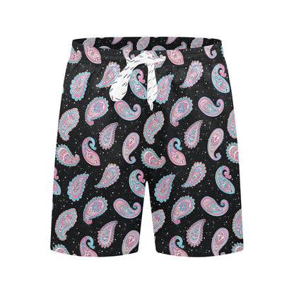 Paisley Pink Design Mandala Print Men's Swim Trunks Beach Shorts