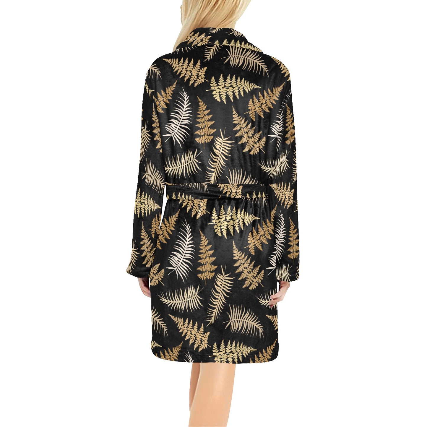 Fern Leave Bright Print Pattern Women's Fleece Robe