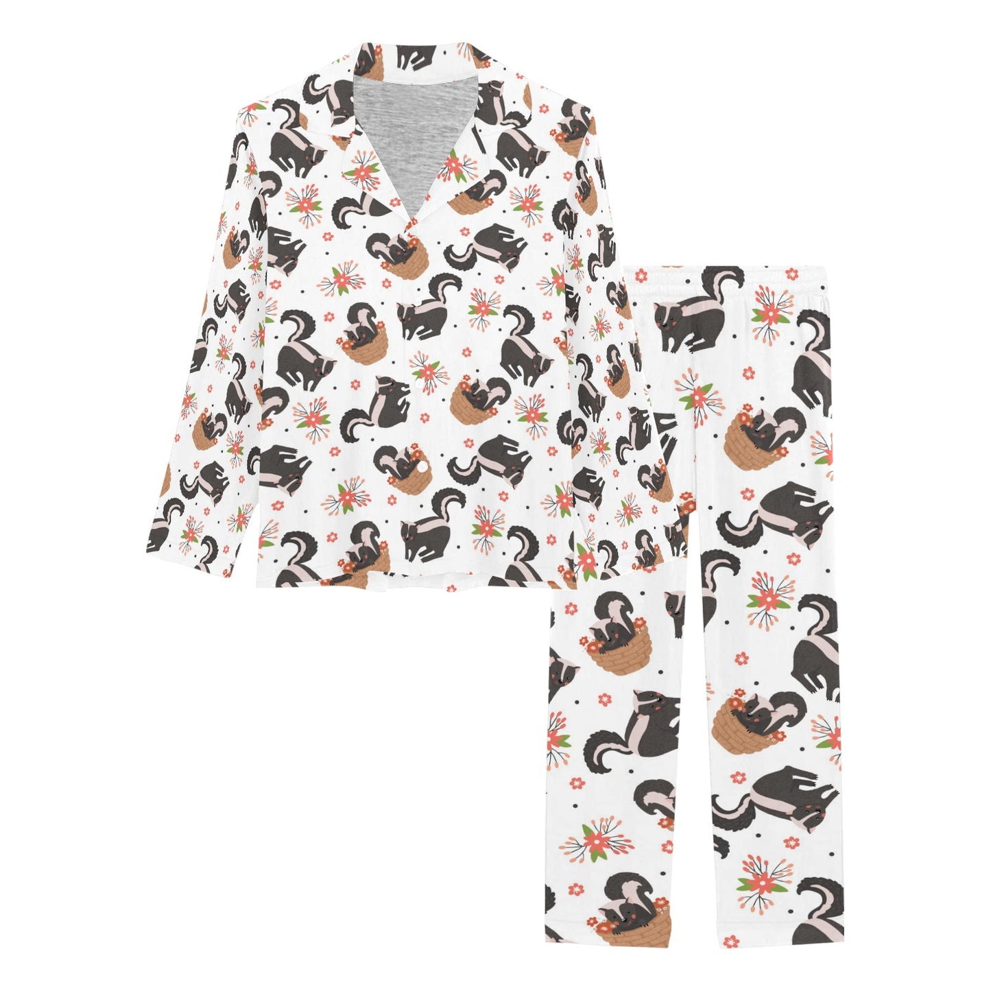 Skunk Print Design LKS304 Women's Long Pajama Set