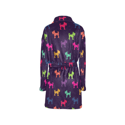 Schnauzers Pattern Print Design A05 Women's Fleece Robe