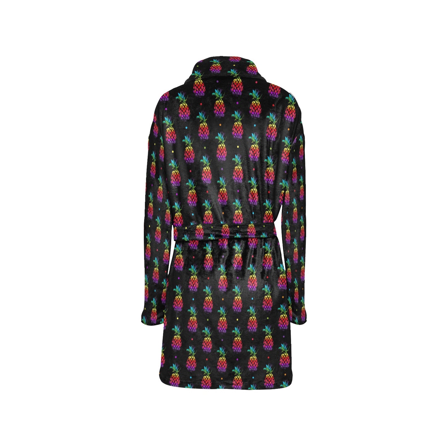 Pineapple Rainbow Dot Print Women's Fleece Robe