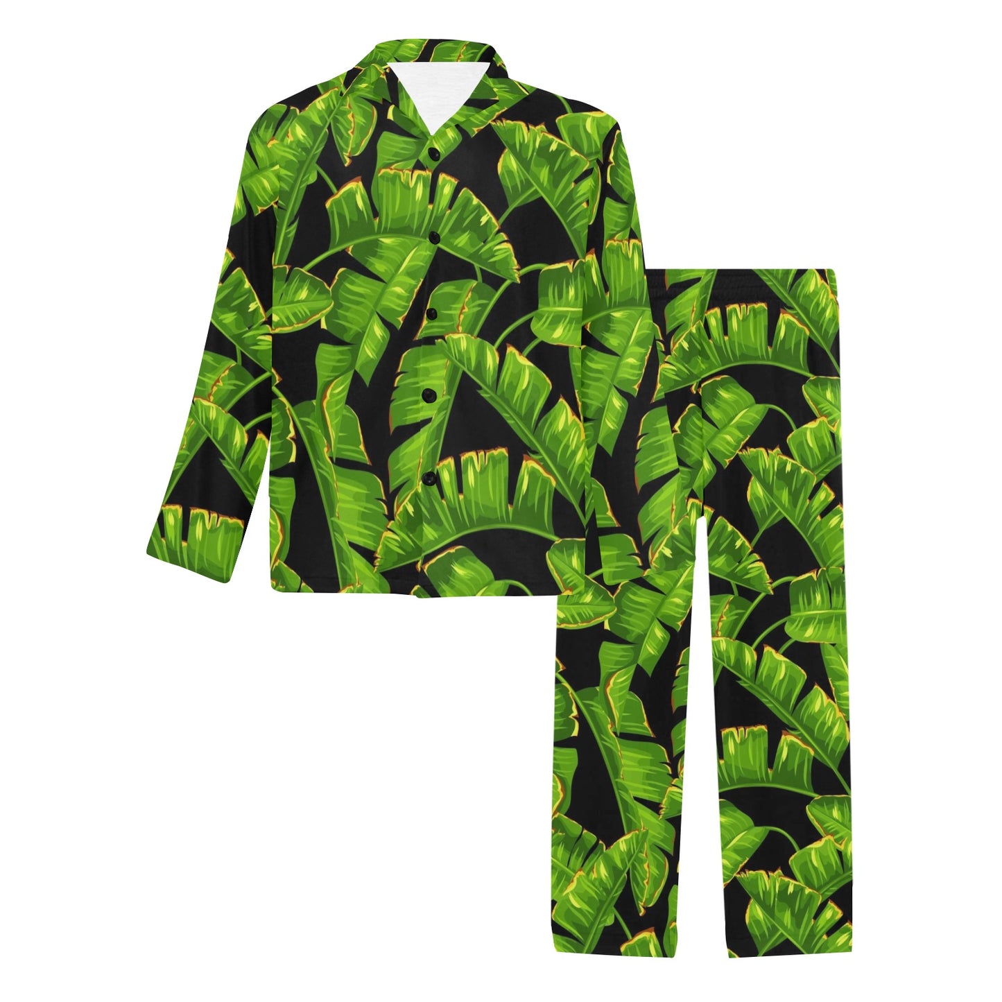 Banana Leaf Pattern Print Design BL06 Men's Long Pajama Set