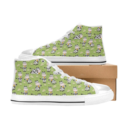 Cattle Print Design LKS401 Men's High Top Canvas Shoes