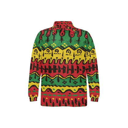 Rasta Pattern Print Design A01 Long Sleeve Polo Shirt For Men's