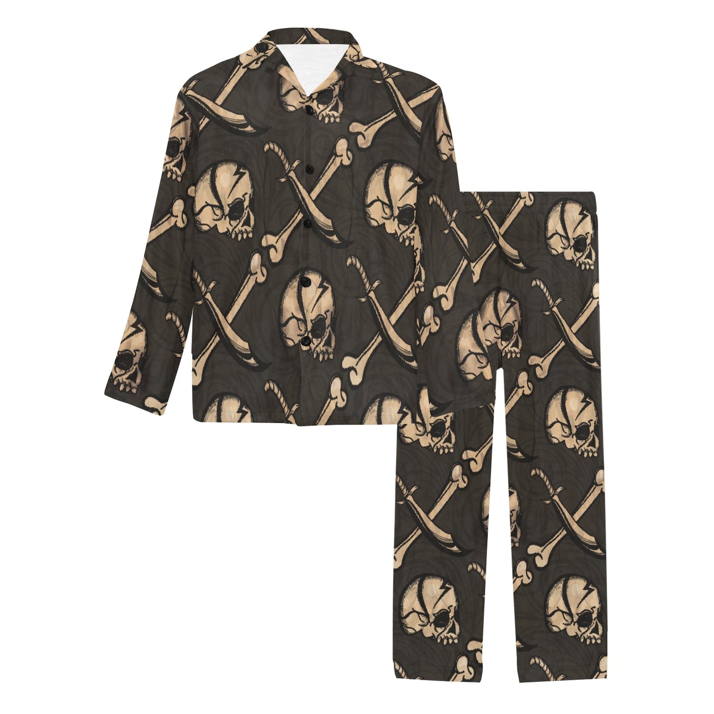 Pirate Pattern Print Design A03 Men's Long Pajama Set