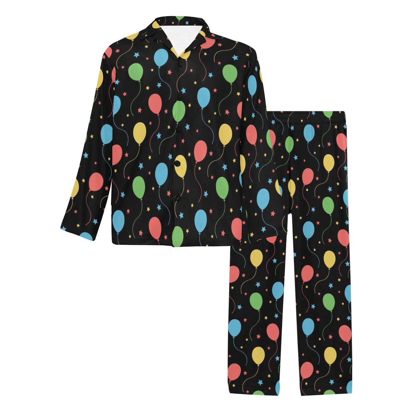 Ballon Colorful Pattern Print Design 04 Men's Long Pajama Set