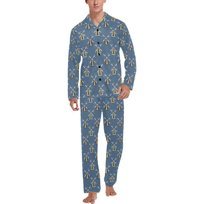 Windmill Pattern Print Design 03 Men's Long Pajama Set