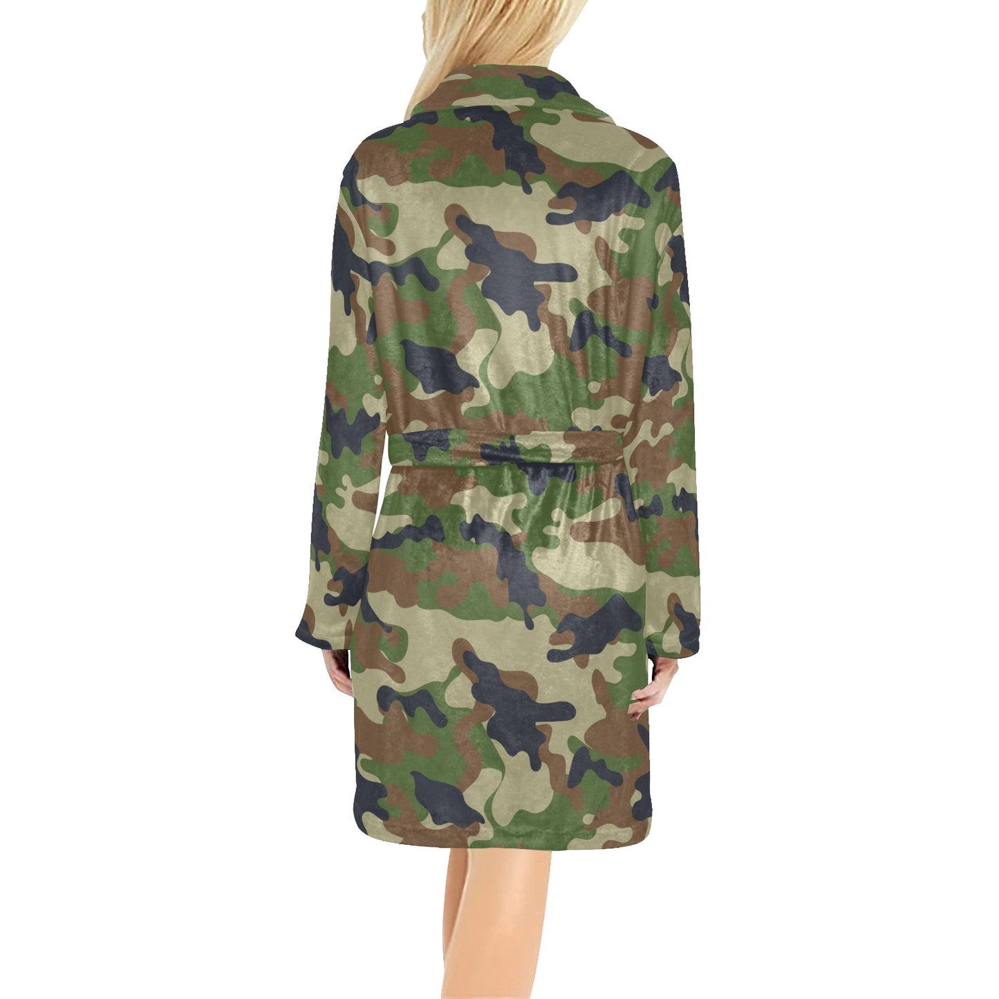 Army Camouflage Pattern Print Design 01 Women's Fleece Robe
