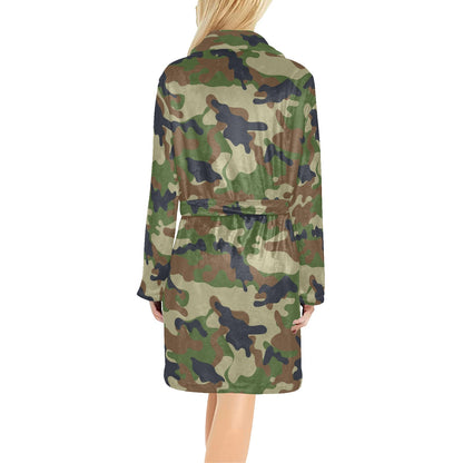 Army Camouflage Pattern Print Design 01 Women's Fleece Robe