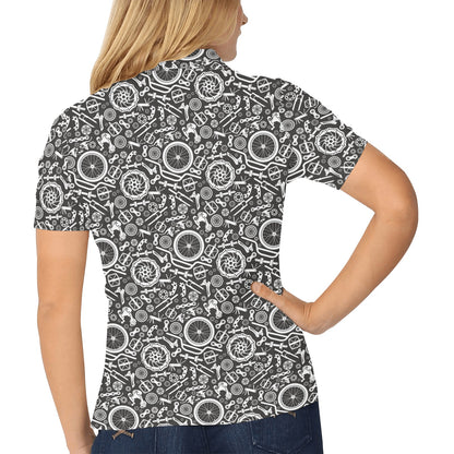 Bicycle Tools Pattern Print Design 02 Women's Polo Shirt