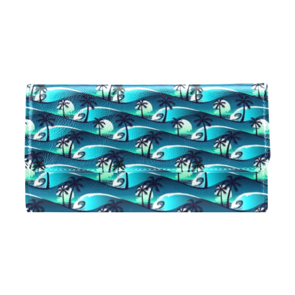 Beach Wave Design Print Women's Trifold Wallet