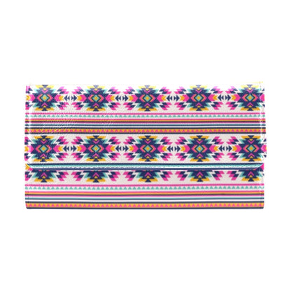 Indian Navajo Neon Themed Design Print Women's Trifold Wallet