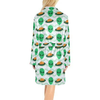Alien UFO Pattern Print Design 04 Women's Fleece Robe