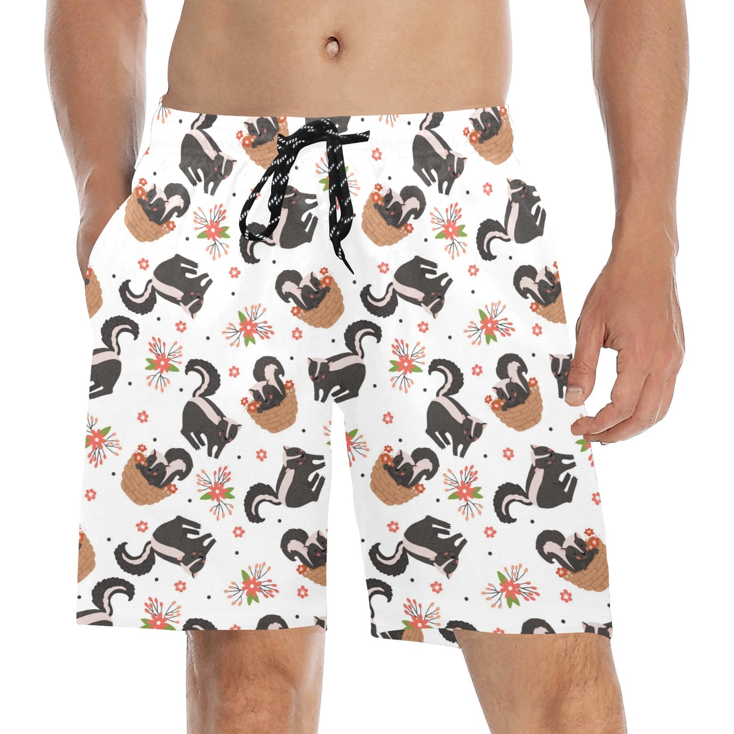 Skunk Print Design LKS304 Men's Swim Trunks Beach Shorts