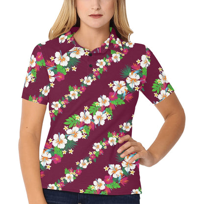 Hawaiian Themed Pattern Print Design H06 Women's Polo Shirt