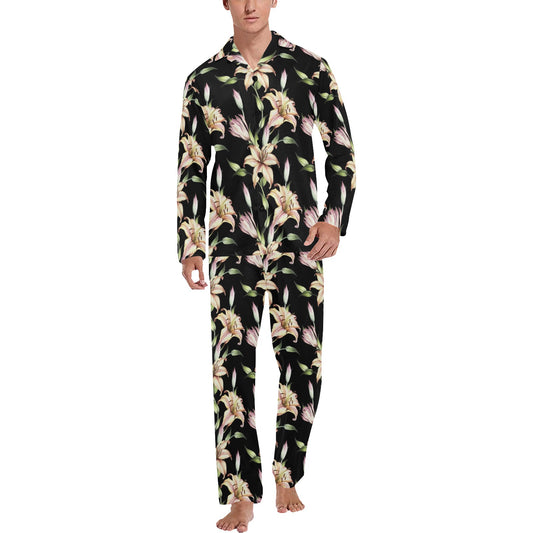 Lily Pattern Print Design LY05 Men's Long Pajama Set