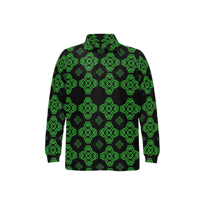 Celtic Knot Green Neon Design Long Sleeve Polo Shirt For Men's