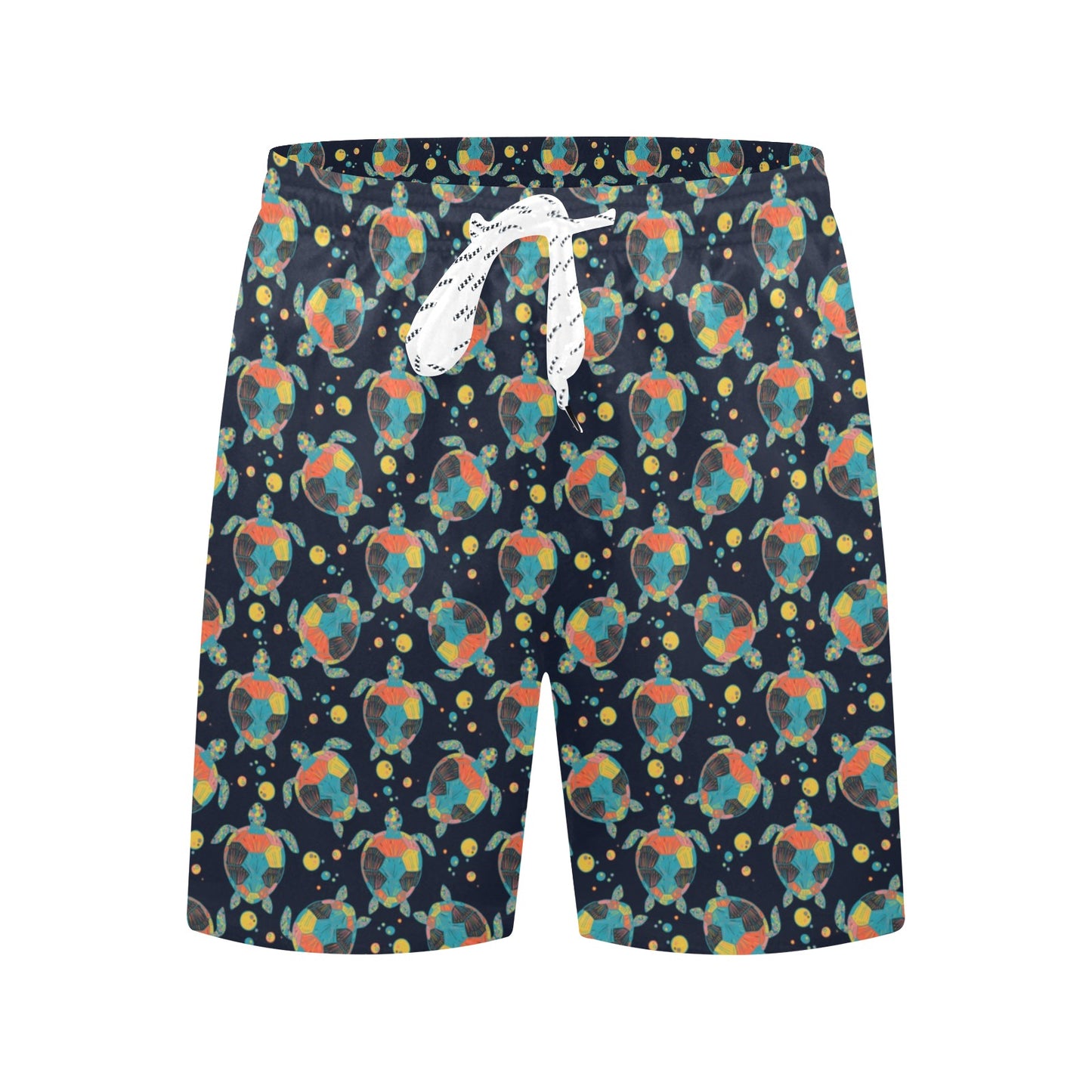 Sea Turtle Colorful with bubble Print Men's Swim Trunks Beach Shorts
