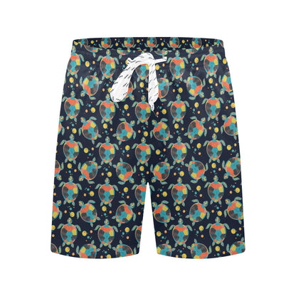 Sea Turtle Colorful with bubble Print Men's Swim Trunks Beach Shorts