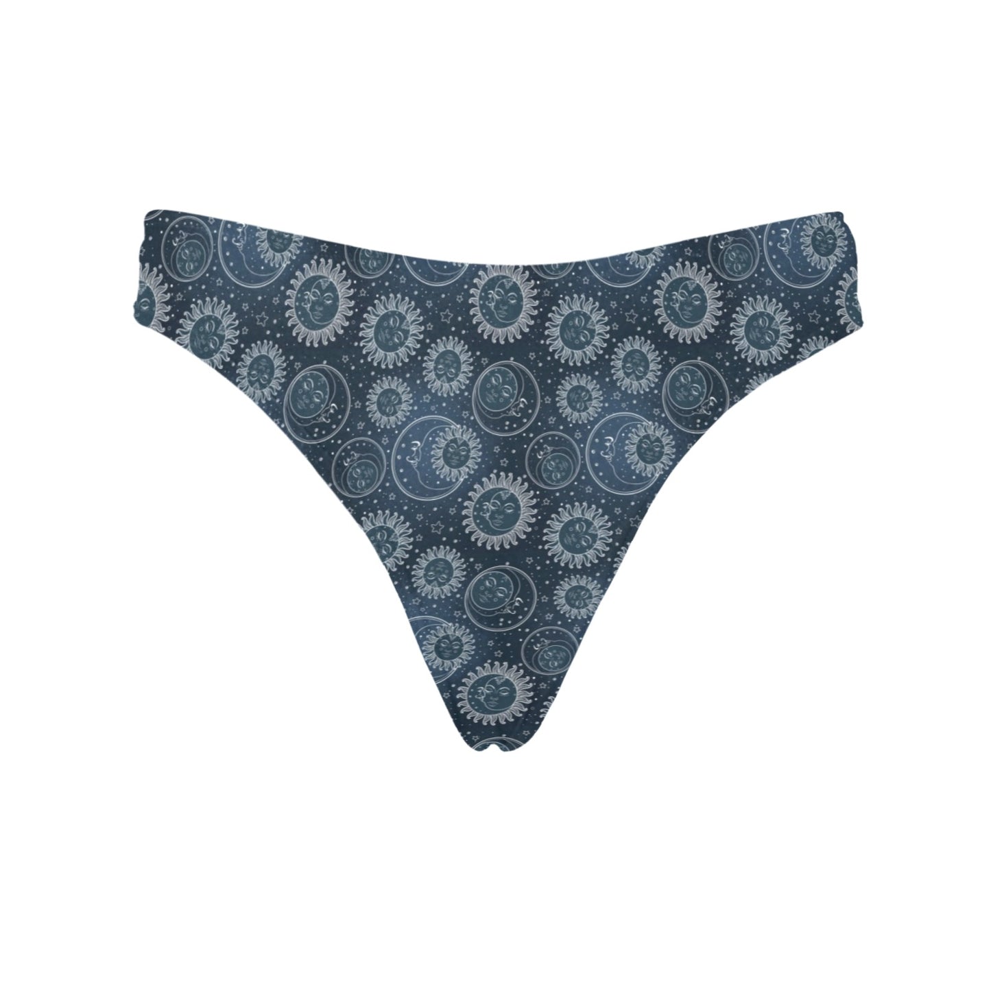 Sun Moon Tattoo Design Themed Print Women's Thongs