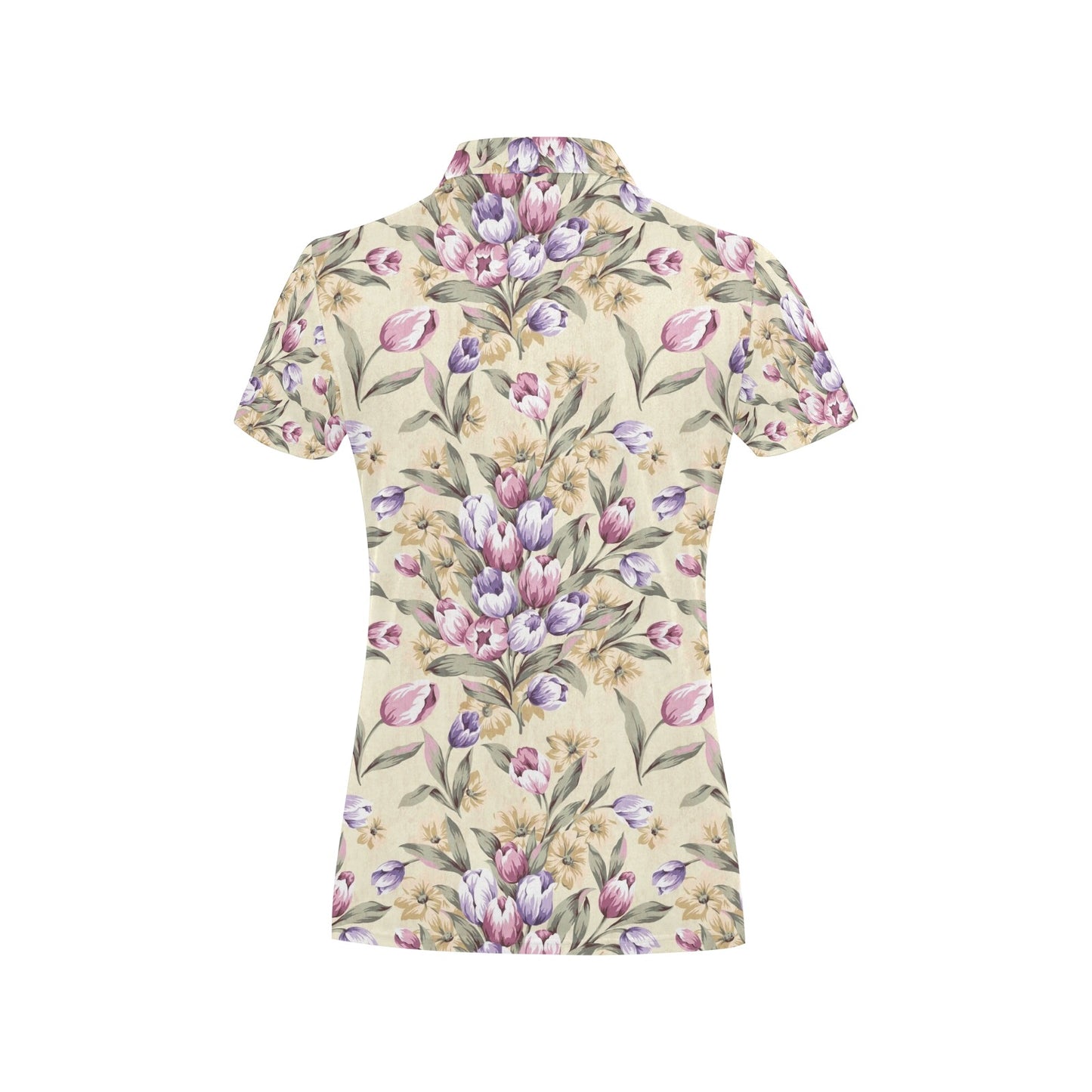 Tulip Pattern Print Design TP04 Women's Polo Shirt