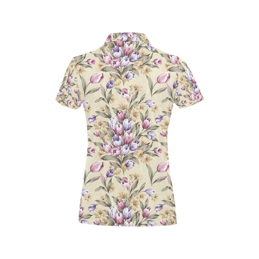 Tulip Pattern Print Design TP04 Women's Polo Shirt