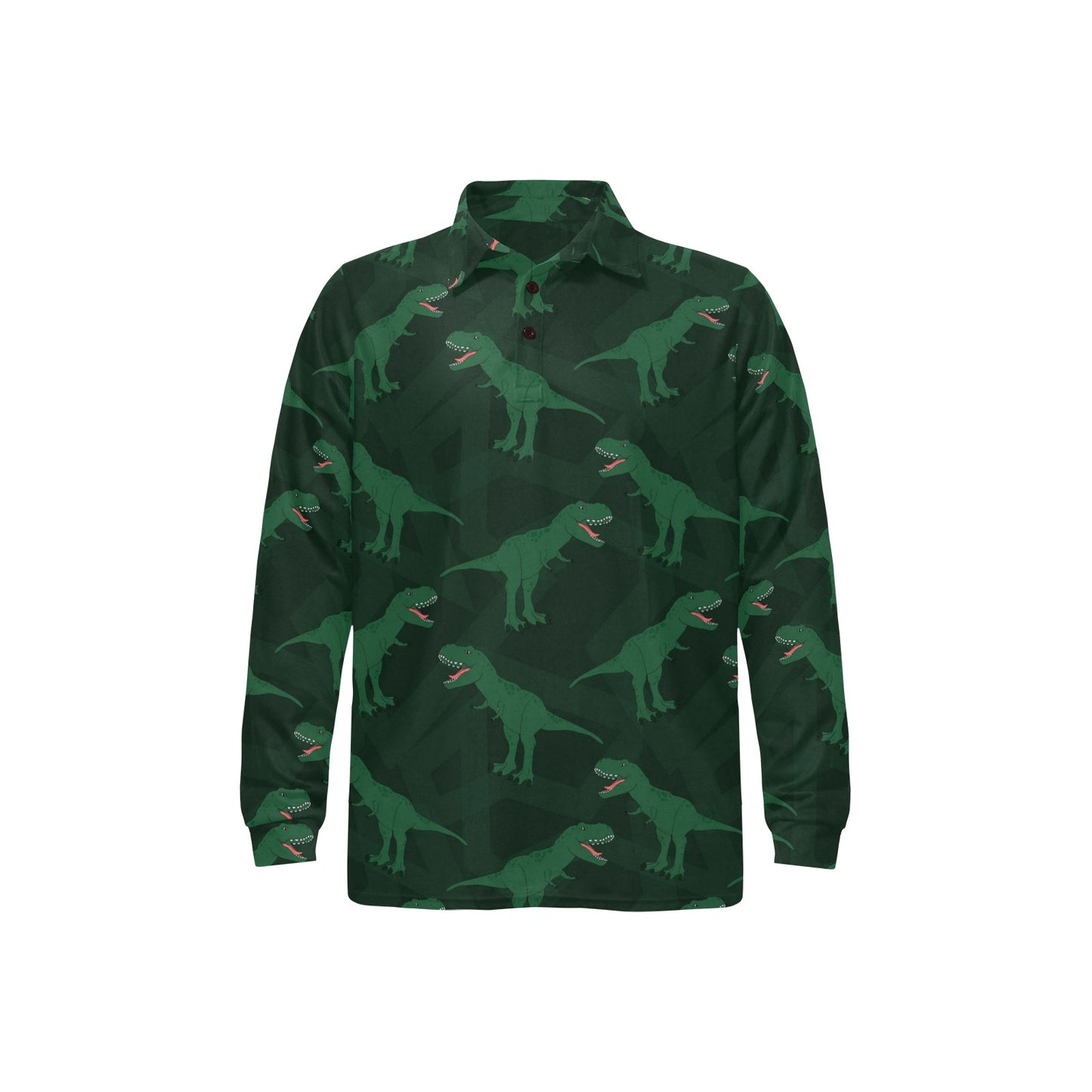 T Rex Pattern Print Design A06 Long Sleeve Polo Shirt For Men's