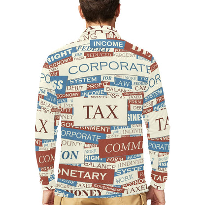 Accounting Financial Pattern Print Design 01 Long Sleeve Polo Shirt For Men's