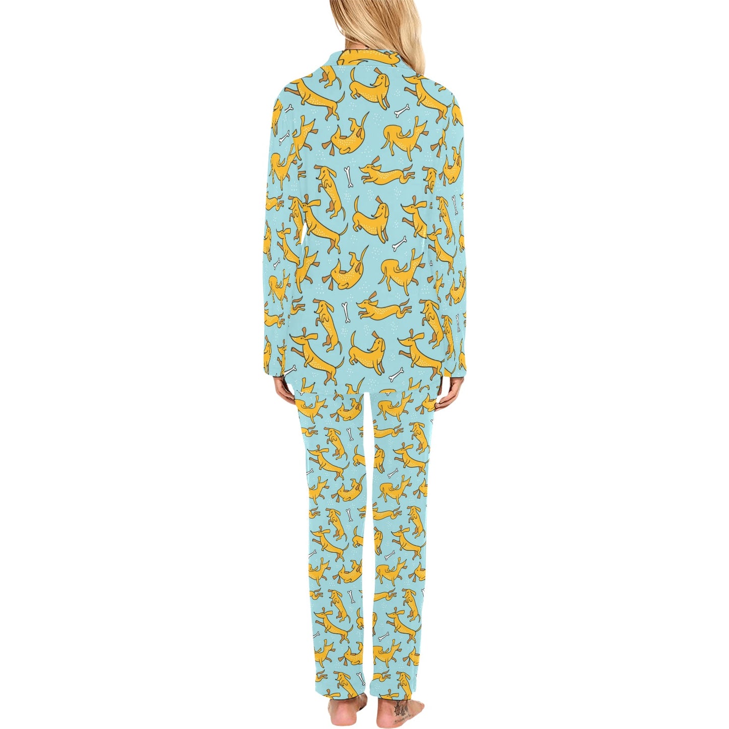 Dachshund Pattern Print Design 08 Women's Long Pajama Set