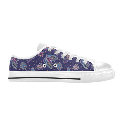 Butterfly Print Design LKS303 Women's White Low Top Shoes