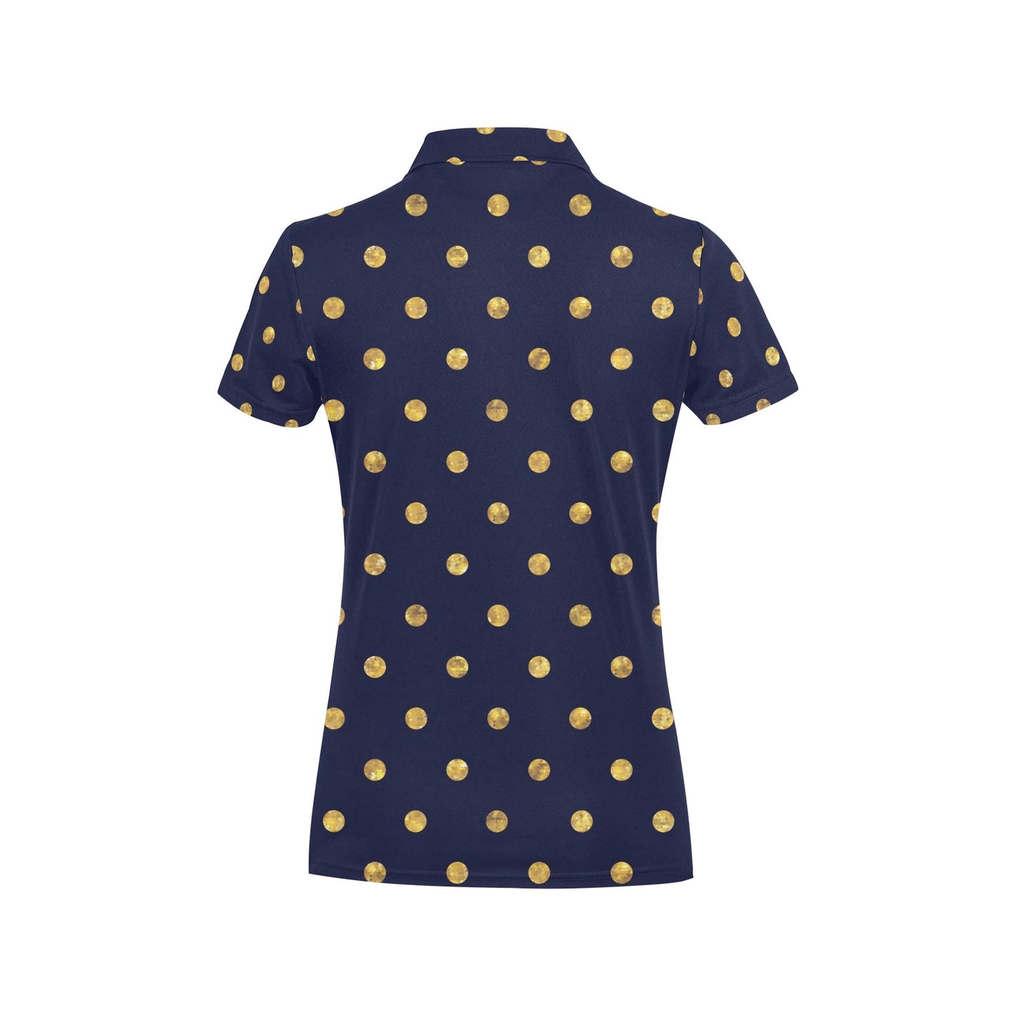 Polka Dot Gold Blue Pattern Print Design 02 Women's Polo Shirt