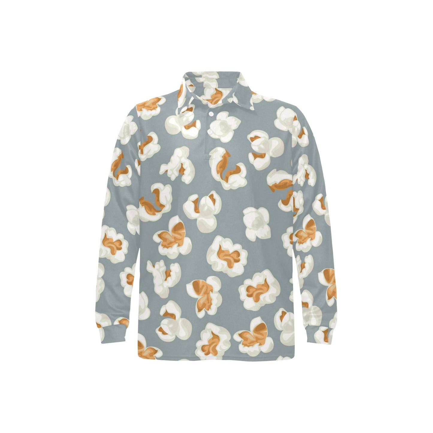 Popcorn Pattern Print Design A05 Long Sleeve Polo Shirt For Men's
